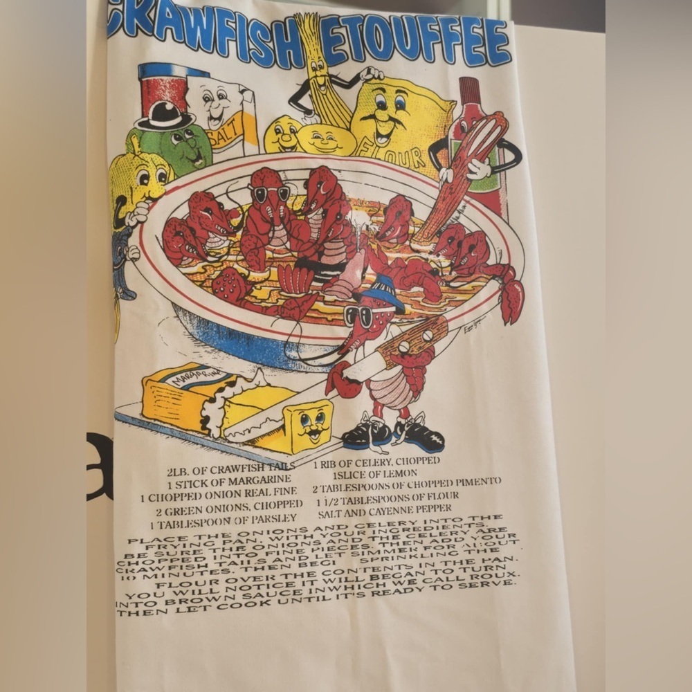 Vintage Crawfish Etoufee Apron With Recipe NOLA Lovers - Picture 2 of 3